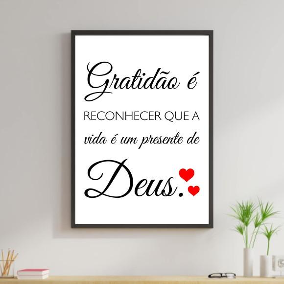 Arte Digital Quadro - Gratidão é reconhecer que a vida