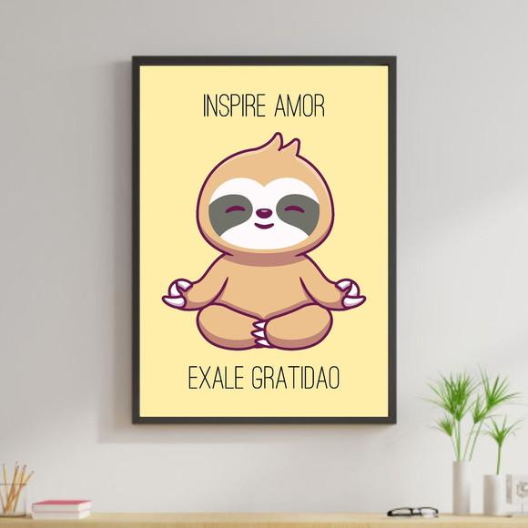Arte Digital Quadro - Inspire amor Exame Gratidão Preguiça