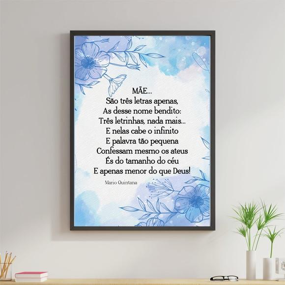 Arte Digital Quadro - Mãe Poema - Flores Azuis