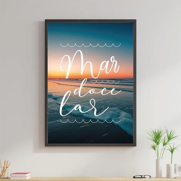 Arte Digital Quadro - Mar doce Lar lettering