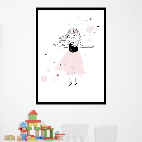 Arte Digital Quadro - Menina Vestido Rosa