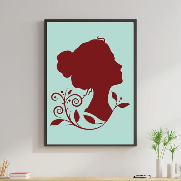 Arte Digital Quadro - Mulher - Marrom Azul