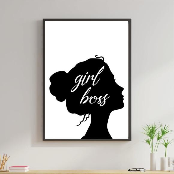 Arte Digital Quadro - Mulher Silhueta Girl Boss