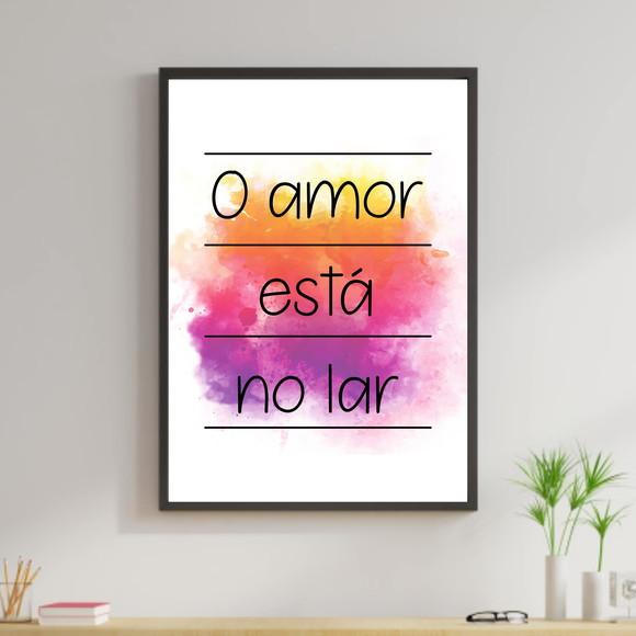Arte Digital Quadro - O amor está no lar Aquarela