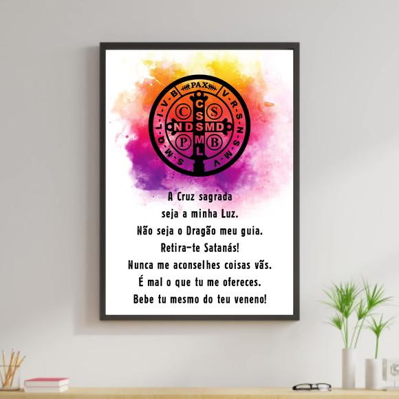 Arte Digital Quadro - Oração Medalha de São Bento