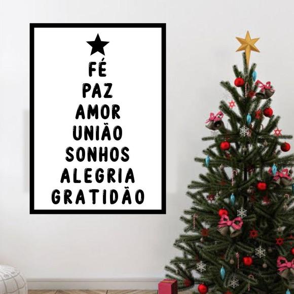 Arte Digital Quadro - Palavras - Árvore de Natal