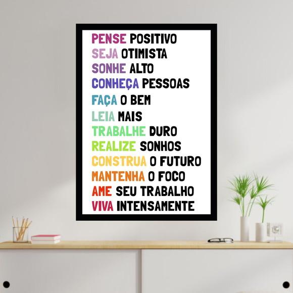 Arte Digital Quadro - Pense Positivo Colorido