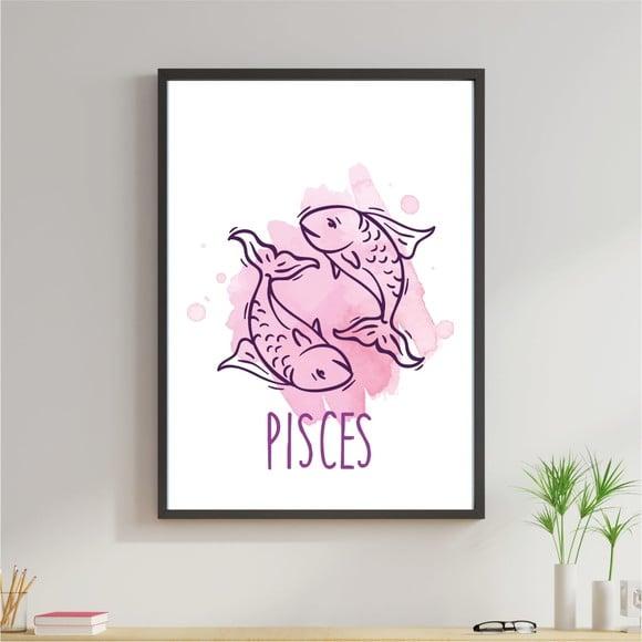 Arte Digital Quadro - Signos Peixes Aquarela