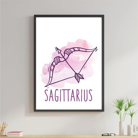 Arte Digital Quadro - Signos Sagitário Aquarela