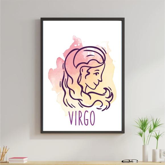 Arte Digital Quadro - Signos Virgem Aquarela