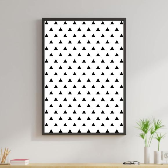 Arte Digital Quadro - Triângulos Preto e Branco