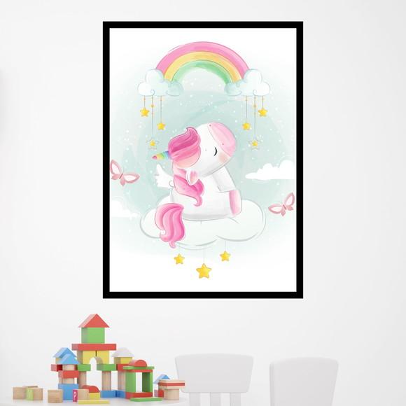 Arte Digital Quadro - Unicórnio Arco Íris