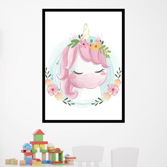 Arte Digital Quadro - Unicórnio Aquarela