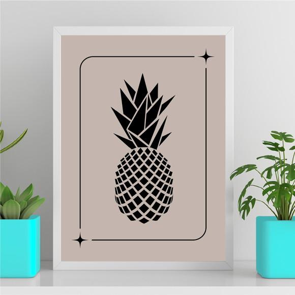 Arte Quadro Digital - Abacaxi Geométrico - Luxo