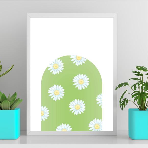 Arte Quadro Digital - Arco Verde com Margaridas