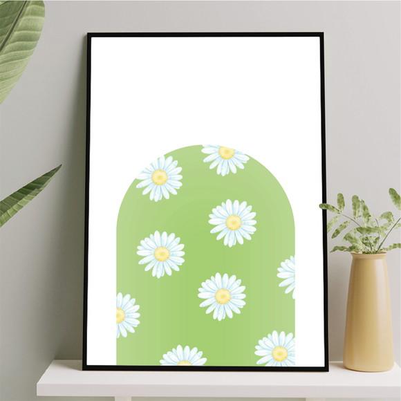 Arte Quadro Digital - Arco Verde com Margaridas
