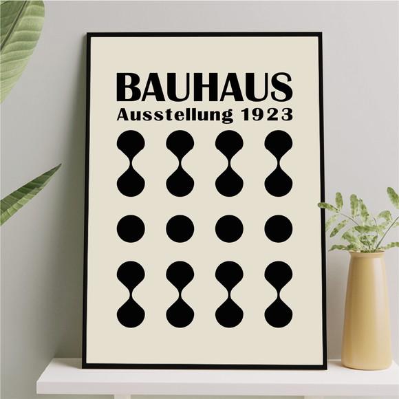 Arte Quadro Digital - Bauhaus Abstrato - Bege e Preto