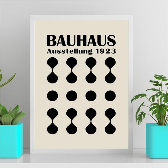 Arte Quadro Digital - Bauhaus Abstrato - Bege e Preto