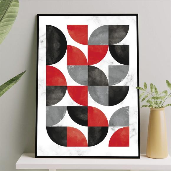 Arte Quadro Digital - Bauhaus Mármore Vermelho e Preto