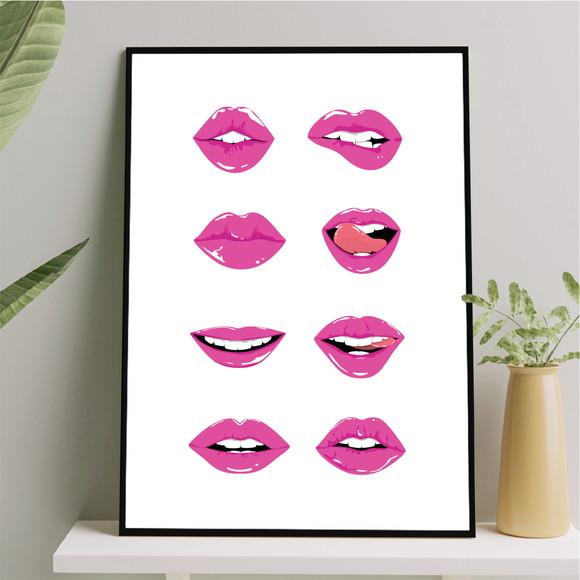 Arte Quadro Digital - Bocas Rosa