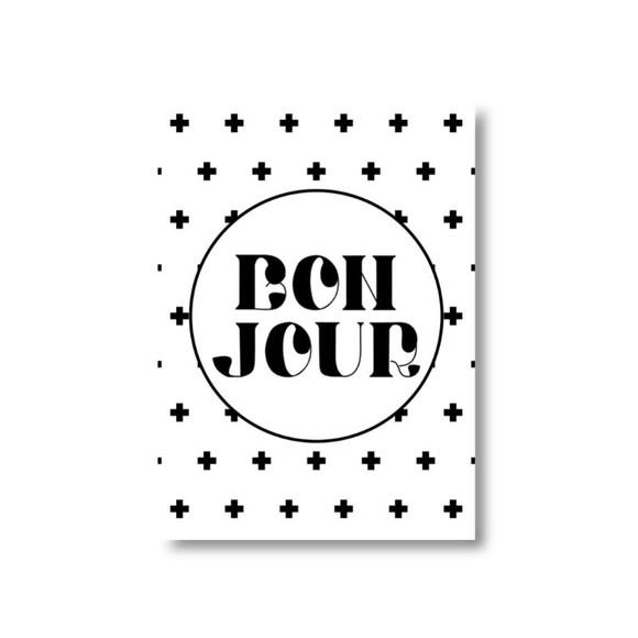Arte Quadro Digital - Bonjour Escandinavo - Branco e Preto