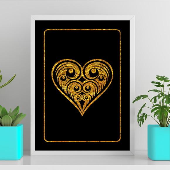 Arte Quadro Digital - Carta de Copas Dourado