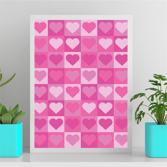 Arte Quadro Digital - Coração Quadrados Bauhaus