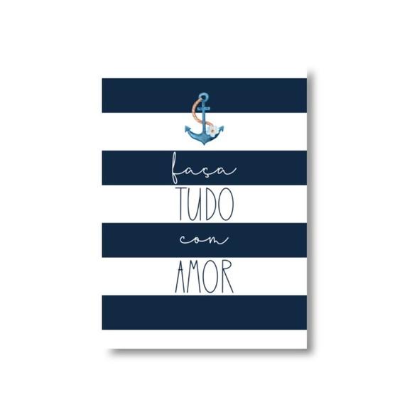 Arte Quadro Digital - Faça Tudo com Amor - Âncora Azul