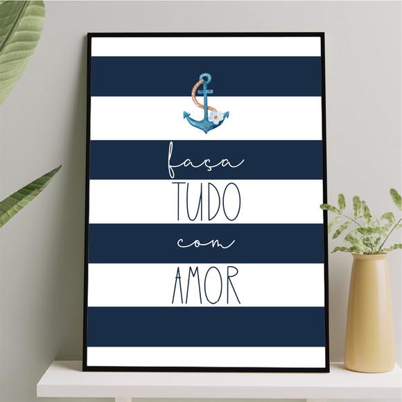 Arte Quadro Digital - Faça Tudo com Amor - Âncora Azul