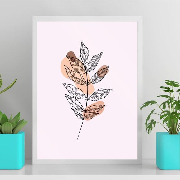 Arte Quadro Digital - Folha Abstrato Peach Fuzz