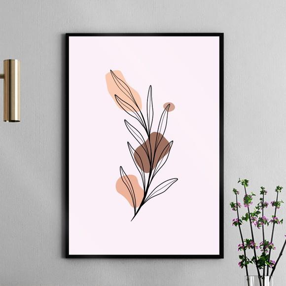 Arte Quadro Digital - Folha Formas Abstrato Peach Fuzz