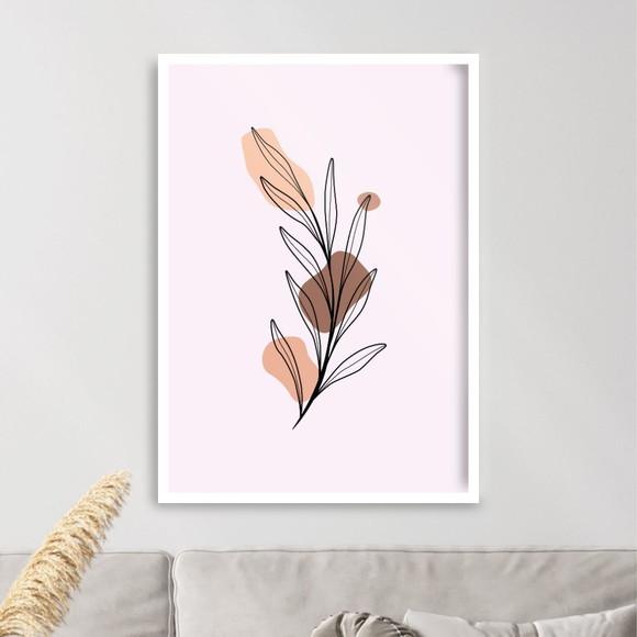 Arte Quadro Digital - Folha Formas Abstrato Peach Fuzz