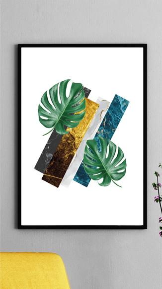 Arte Quadro Digital - Folhas Costela de Adão - Mármore