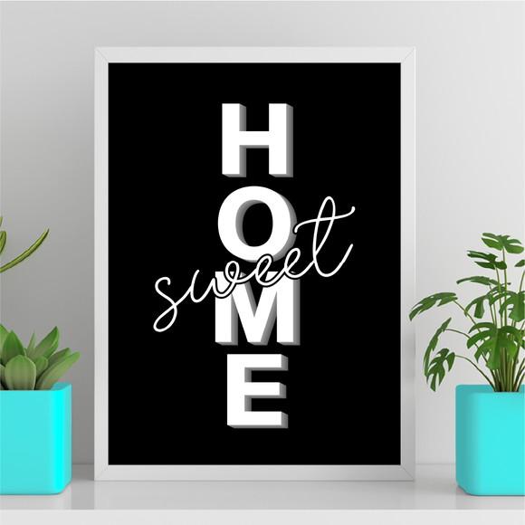 Arte Quadro Digital - Home Sweet - Preto e Branco