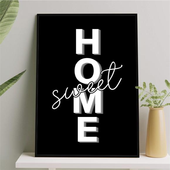 Arte Quadro Digital - Home Sweet - Preto e Branco