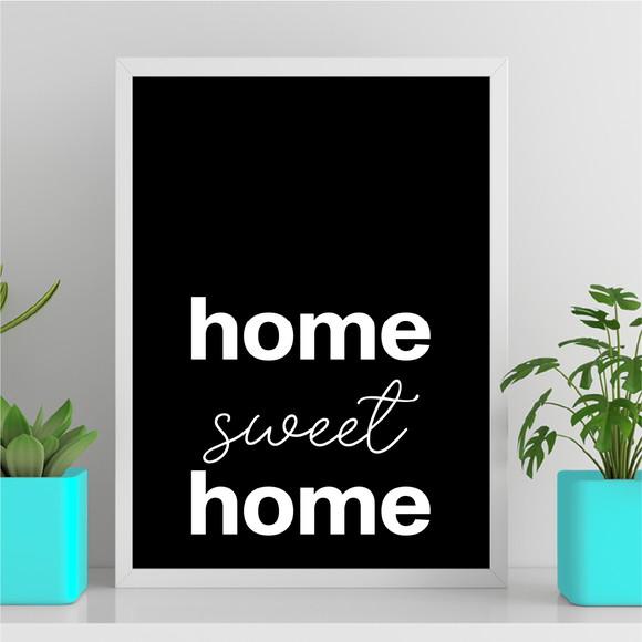 Arte Quadro Digital - Home Sweet Home Preto e Branco