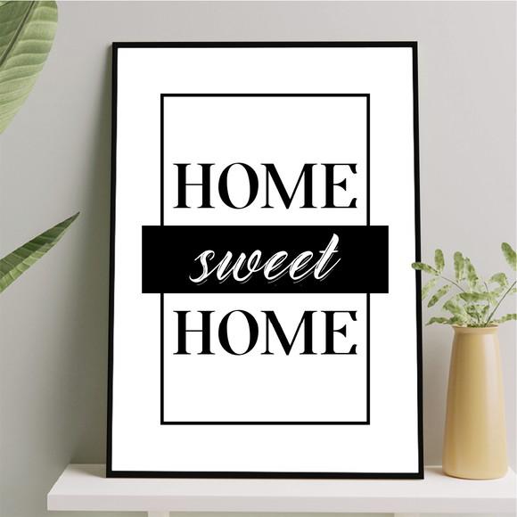 Arte Quadro Digital - Home Sweet Home Preto e Branco