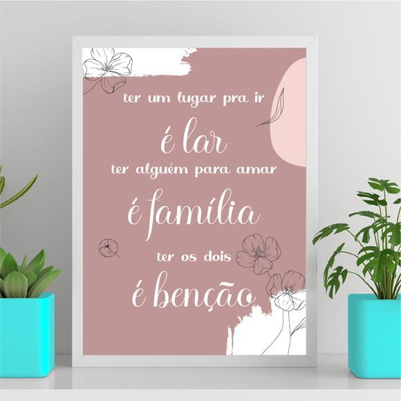 Arte Quadro Digital - Lar Família Benção Abstrato Flor Rosa