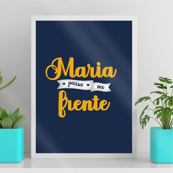 Arte Quadro Digital - Maria Passa na Frente - Azul e Amarelo