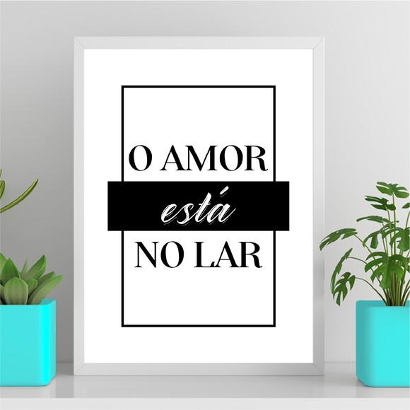 Arte Quadro Digital - o Amor Está no Lar Preto e Branco