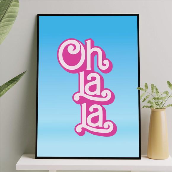 Arte Quadro Digital - Oh La La - Azul e Rosa