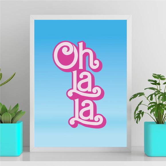 Arte Quadro Digital - Oh La La - Azul e Rosa