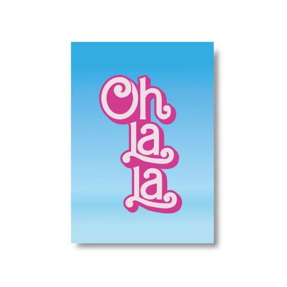 Arte Quadro Digital - Oh La La - Azul e Rosa