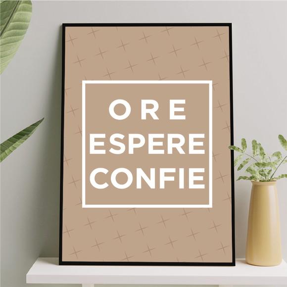 Arte Quadro Digital - Ore Espere Confie - Marrom
