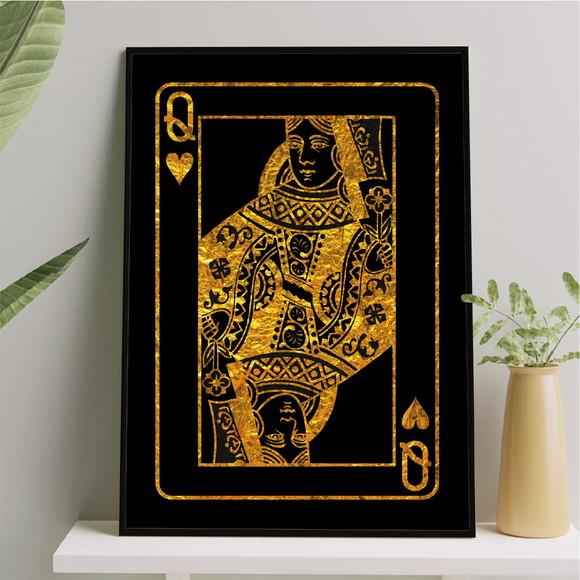 Arte Quadro Digital - Rainha de Copas Dourado