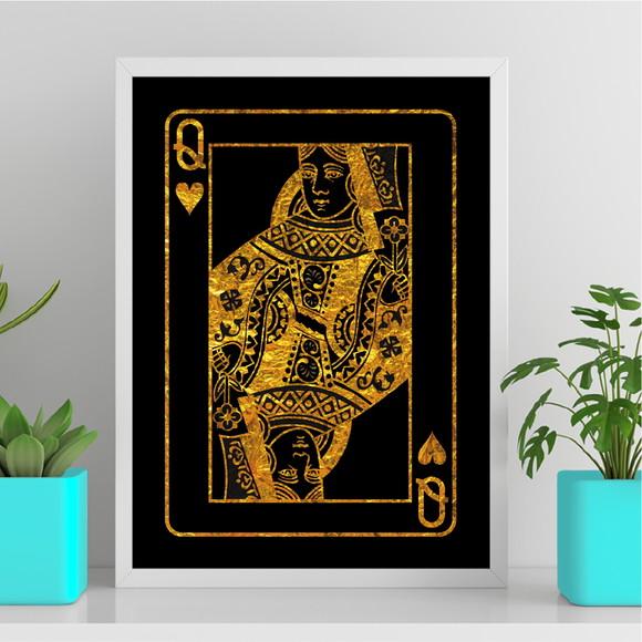 Arte Quadro Digital - Rainha de Copas Dourado