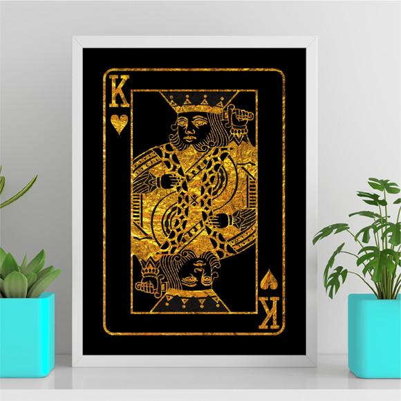 Arte Quadro Digital - Rei de Copas Dourado