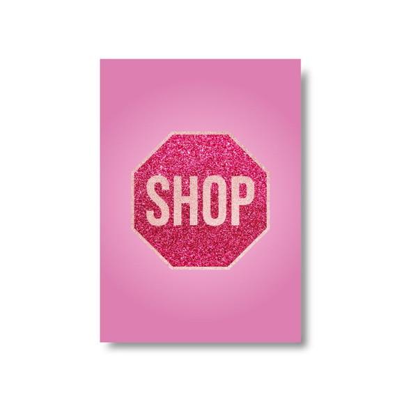Arte Quadro Digital - Placa Shop Glitter Rosa