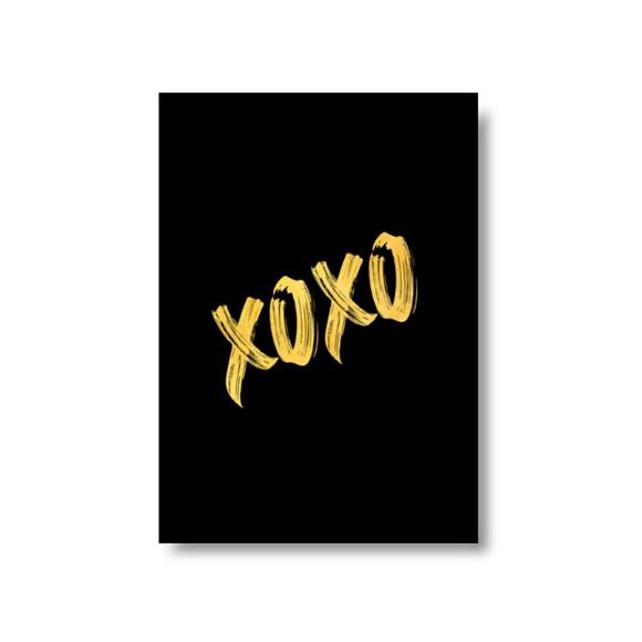 Arte Quadro Digital - Xoxo Preto e Dourado