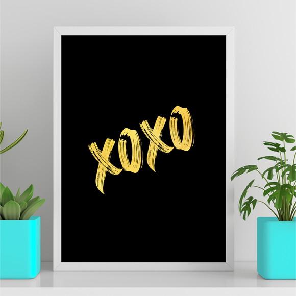 Arte Quadro Digital - Xoxo Preto e Dourado